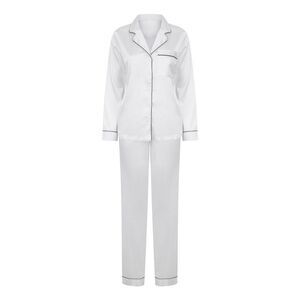 Towel City Womens/Ladies Satin Long Pajamas / White